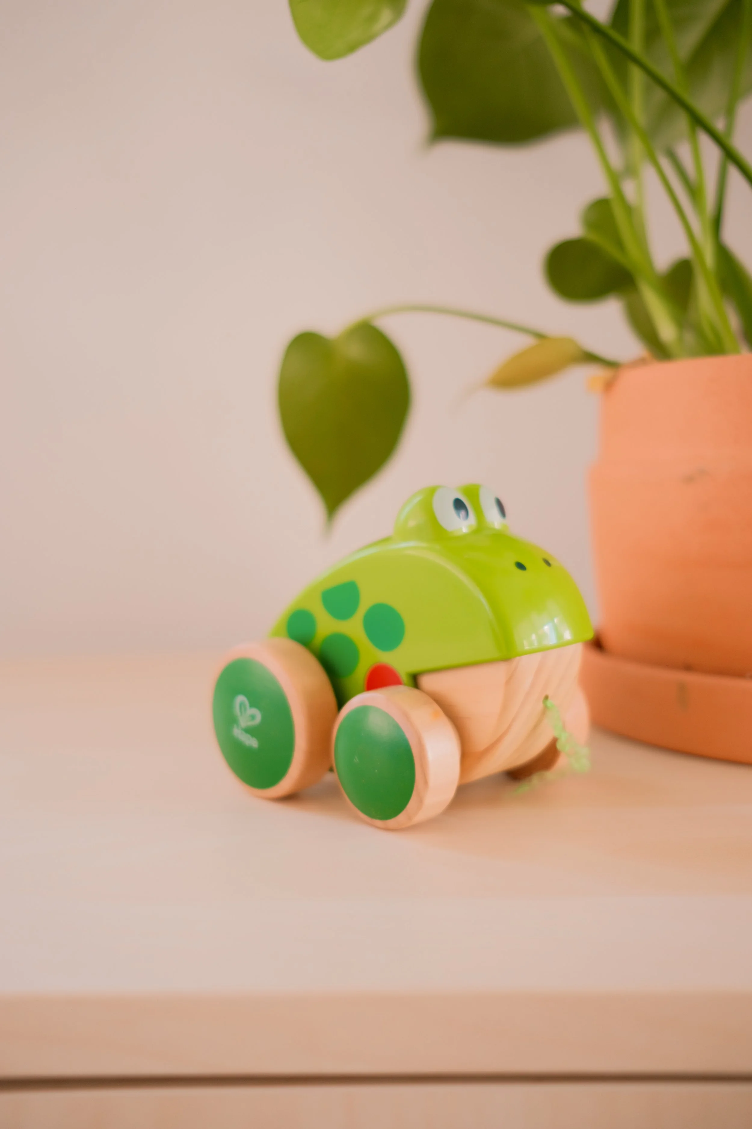 Hape Pull-Along Frog, an open-ended toy on Raise Wildflowers