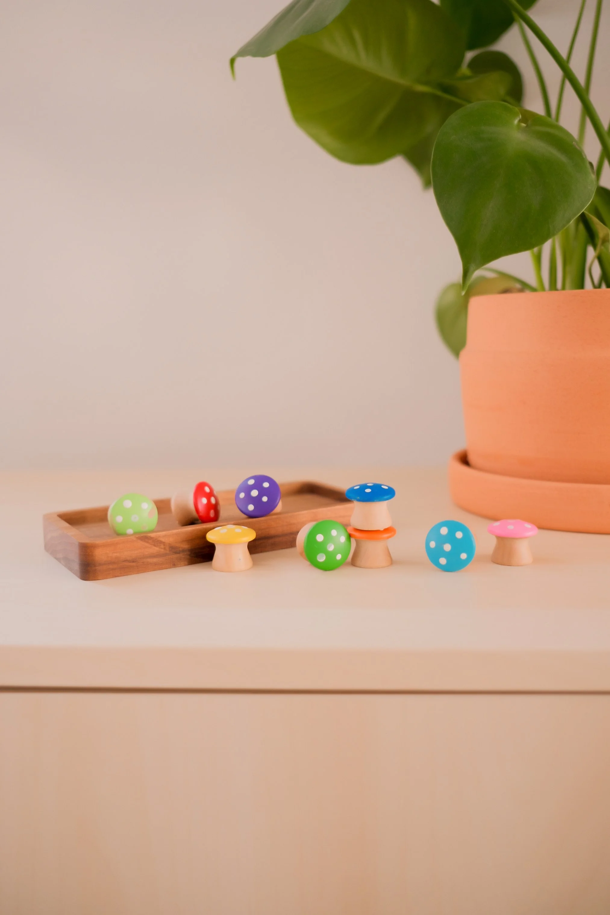Small Rainbow Mushrooms, an open-ended toy on Raise Wildflowers