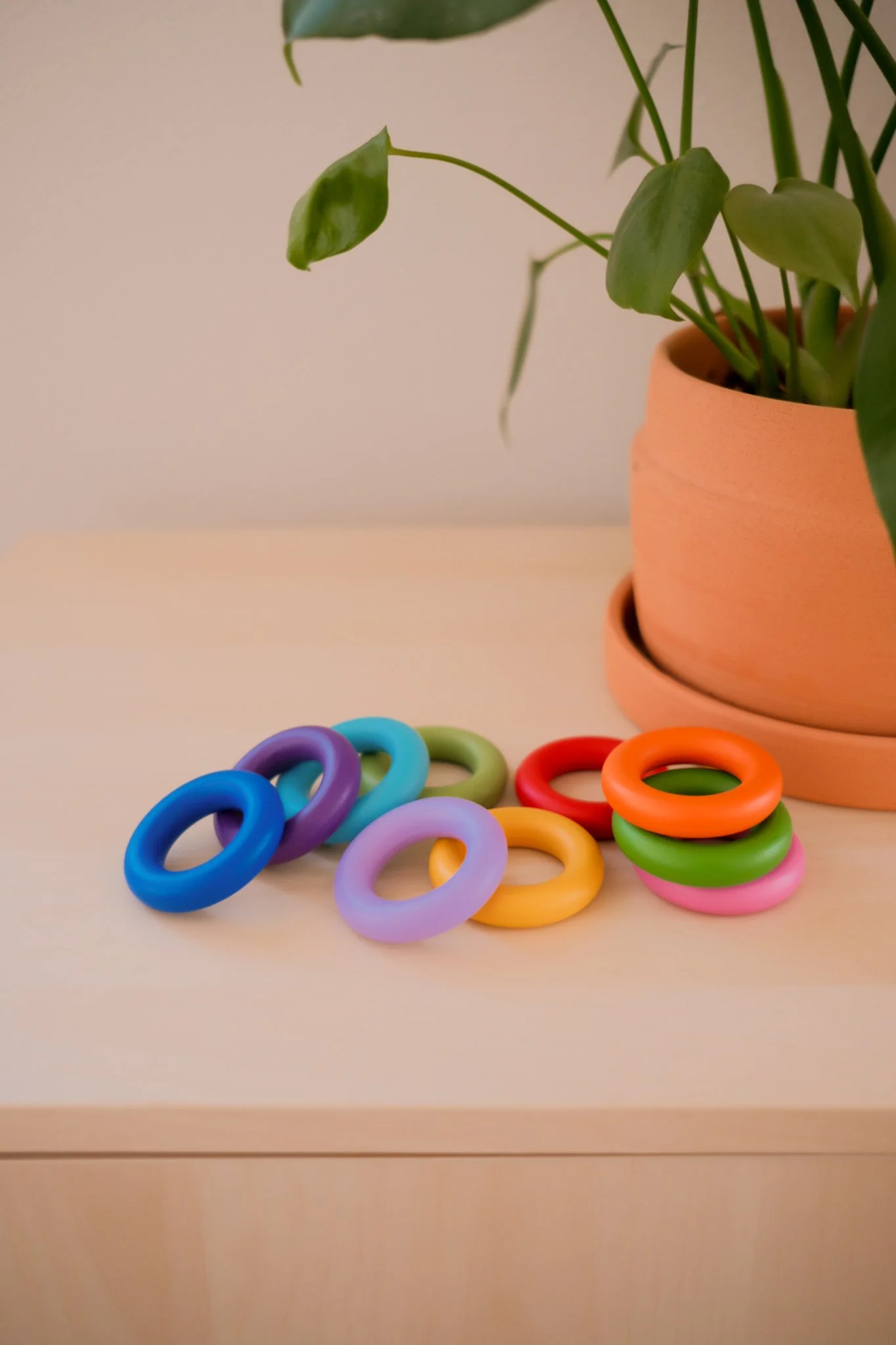 Toddler Size Rainbow Rings, an open-ended toy on Raise Wildflowers