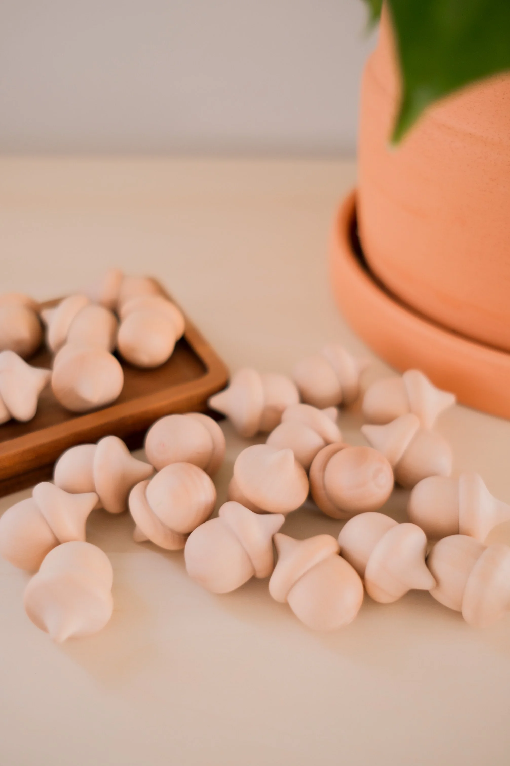 Wooden Acorns, an open-ended toy on Raise Wildflowers